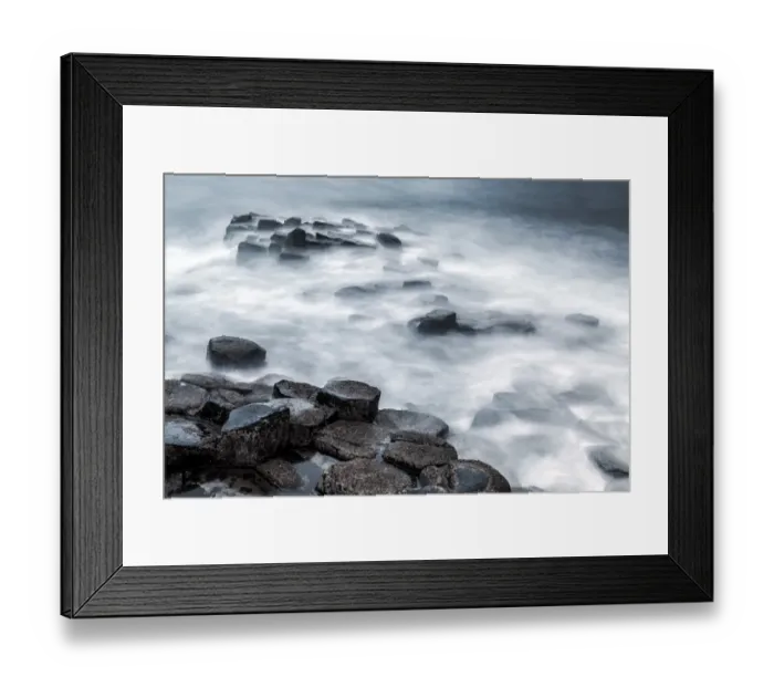 Framed Print : The basalt rock formations of Giants Causeway in County Antrim, Northern Ireland Framed Print : The basalt rock formations of Giants Causeway in County Antrim, Northern Ireland