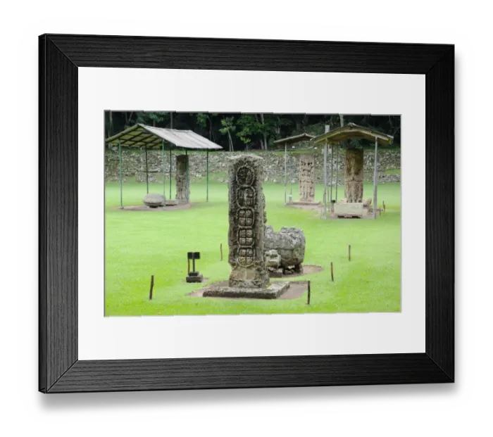 Framed Print : Group of Ancient Maya Stela Stone Statues, Copan Framed Print : Group of Ancient Maya Stela Stone Statues, Copan