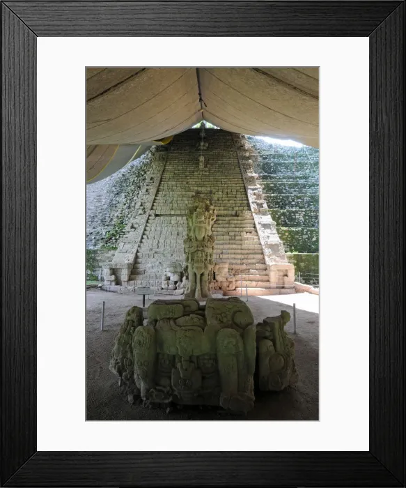 Framed Print : Stone Altar, Stela M, Hieroglyphic Stairway, Copan Framed Print : Stone Altar, Stela M, Hieroglyphic Stairway, Copan