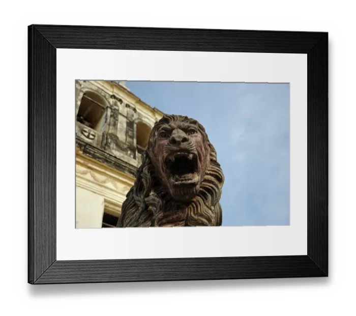 Framed Print : Roaring Lion Statue and LeAon Cathedral, Nicaragua Framed Print : Roaring Lion Statue and LeAon Cathedral, Nicaragua