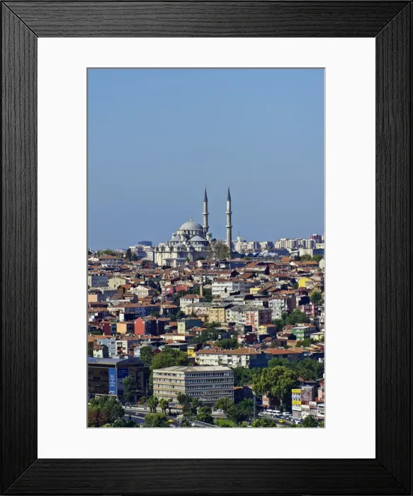 Framed Print : View of Istanbul as seen from the Galata tower, the Sueleymaniye Mosque at the back, Istanbul, Turkey Framed Print : View of Istanbul as seen from the Galata tower, the Sueleymaniye Mosque at the back, Istanbul, Turkey