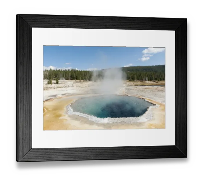 Framed Print : Hot spring, boiling water, steam, Crested Pool, Castle-Grand Area, Upper Geyser Basin, Yellowstone National Park, Wyoming, Western United States, USA, United States of America, North America
