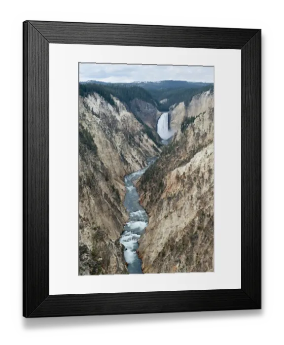 Framed Print : View from Aritist Point towards Lower Falls waterfall and Yellowstone River, Grand Canyon of the Yellowstone, Yellowstone National Park, Wyoming, USA, United States of America, North America