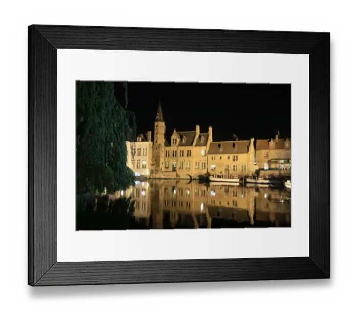 Framed Print : Bruges. Canal and houses at night Framed Print : Bruges. Canal and houses at night