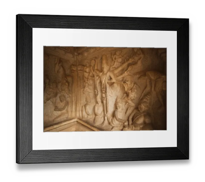 Framed Print : Carving details of Trivikrama the Vamana avatar of Vishnu with one leg on the earth and the other on the skie at Varaha Cave Temple, Mahabalipuram, Kanchipuram District, Tamil Nadu, India Framed Print : Carving details of Trivikrama the Vamana avatar of Vishnu with one leg on the earth and the other on the skie at Varaha Cave Temple, Mahabalipuram, Kanchipuram District, Tamil Nadu, India