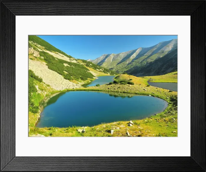 Framed Print : Crystal clear blue lakes in a mountai