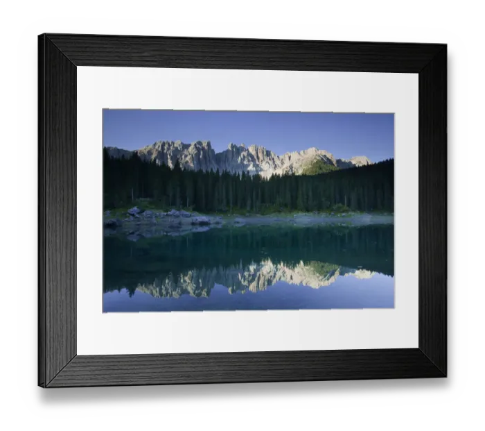 Framed Print : Lake Carezza with Latemar Mountain, Karerpass, Dolomiten, South Tyrol province, Trentino-Alto Adige, Italy Framed Print : Lake Carezza with Latemar Mountain, Karerpass, Dolomiten, South Tyrol province, Trentino-Alto Adige, Italy