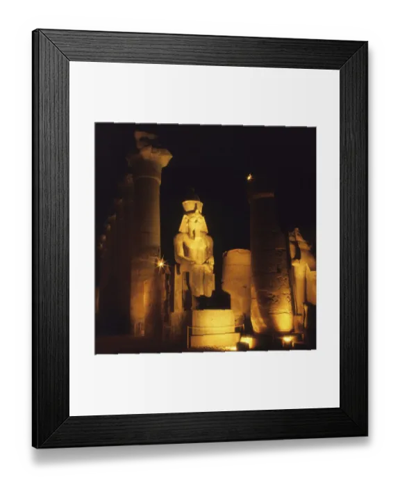 Framed Print : Temple of Luxor, Amenhotep statue, night, Luxor