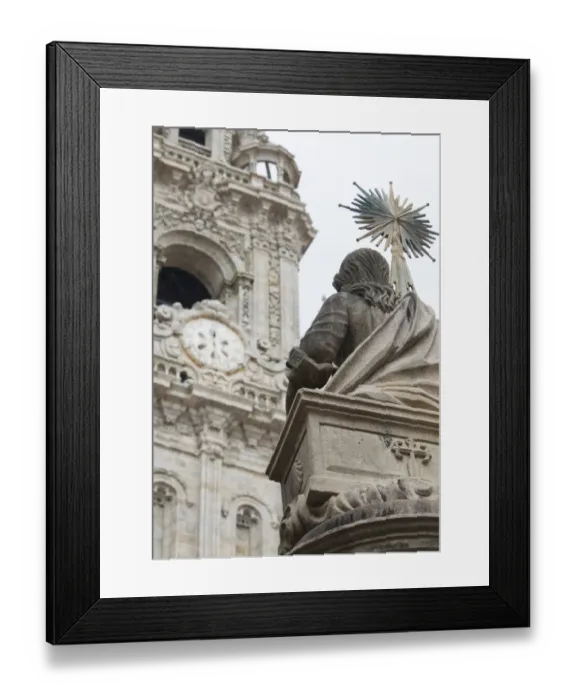 Framed Print : Cathedral and fountain in Praterias Plaza, Santiago de Compostela, , Spain, Europe Framed Print : Cathedral and fountain in Praterias Plaza, Santiago de Compostela, , Spain, Europe