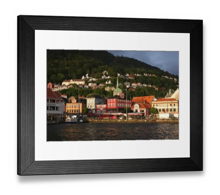 Framed Print : Vagen Harbor and historical Bryggen Waterfront Framed Print : Vagen Harbor and historical Bryggen Waterfront
