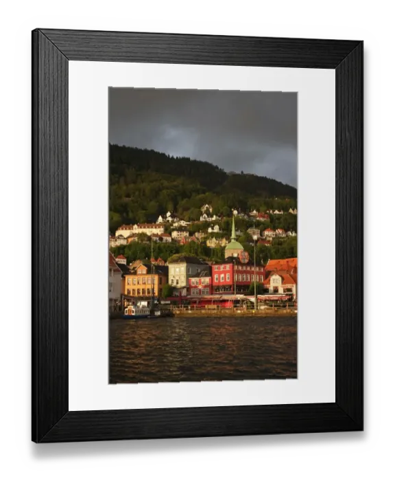 Framed Print : Vagen Harbor and historical Bryggen Waterfront Framed Print : Vagen Harbor and historical Bryggen Waterfront