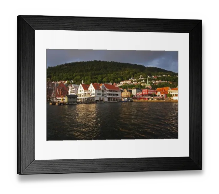 Framed Print : Vagen Harbor and historical Bryggen Waterfront Framed Print : Vagen Harbor and historical Bryggen Waterfront