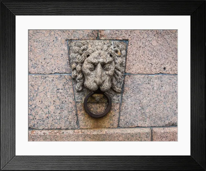 Framed Print : Granite head of lion, St Petersburg Framed Print : Granite head of lion, St Petersburg