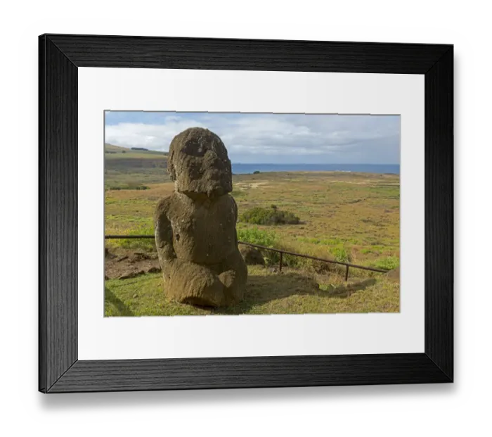 Framed Print : Stone sculpture in front of the Pacific Ocean, Easter Island, Chile Framed Print : Stone sculpture in front of the Pacific Ocean, Easter Island, Chile