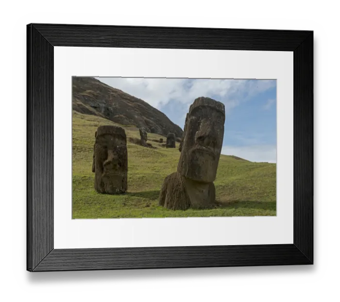 Framed Print : Group of Moai, the bodies are buried in the ground, only the heads are visible, Rano Raraku, Easter Island, Chile Framed Print : Group of Moai, the bodies are buried in the ground, only the heads are visible, Rano Raraku, Easter Island, Chile
