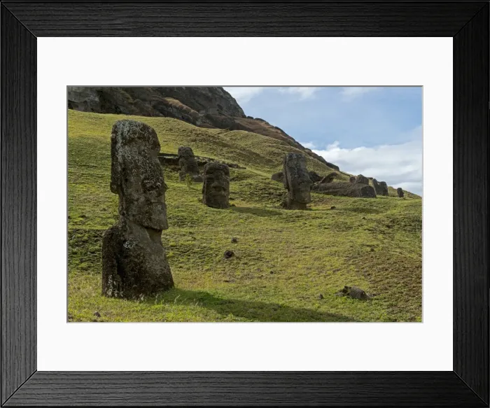 Framed Print : Group of Moai statues, Rano Raraku, Easter Island, Chile