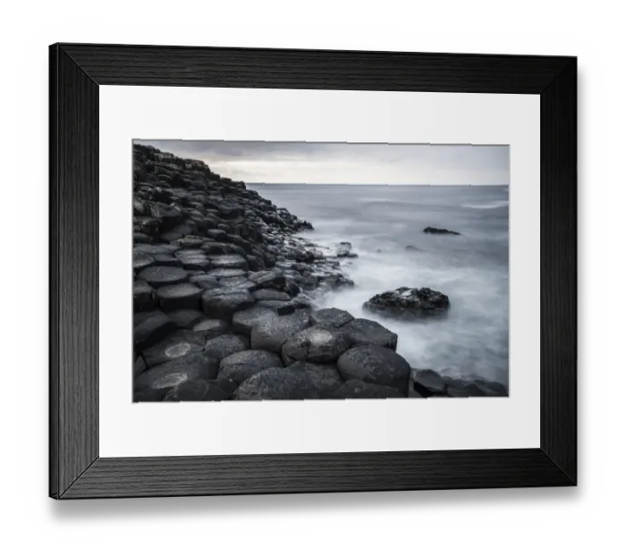 Framed Print : Basaltic rocks on the shore with waves, Giants Causeway, Coleraine, Northern Ireland, United Kingdom, Europe Framed Print : Basaltic rocks on the shore with waves, Giants Causeway, Coleraine, Northern Ireland, United Kingdom, Europe
