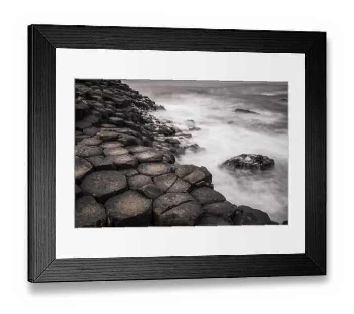 Framed Print : Basaltic rocks on the shore with waves, Giants Causeway, Coleraine, Northern Ireland, United Kingdom, Europe Framed Print : Basaltic rocks on the shore with waves, Giants Causeway, Coleraine, Northern Ireland, United Kingdom, Europe