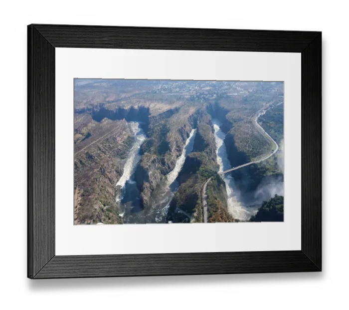 Framed Print : Aerial view, gorge with the Victoria Falls Bridge over the Zambezi River, at Victoria Falls, Livingstone, Zambia Framed Print : Aerial view, gorge with the Victoria Falls Bridge over the Zambezi River, at Victoria Falls, Livingstone, Zambia