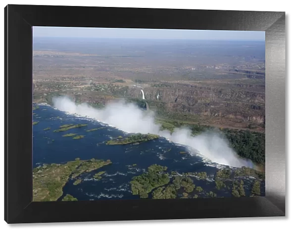 Aerial view, smoke cloud at Victoria Falls, Livingstone, Zambia