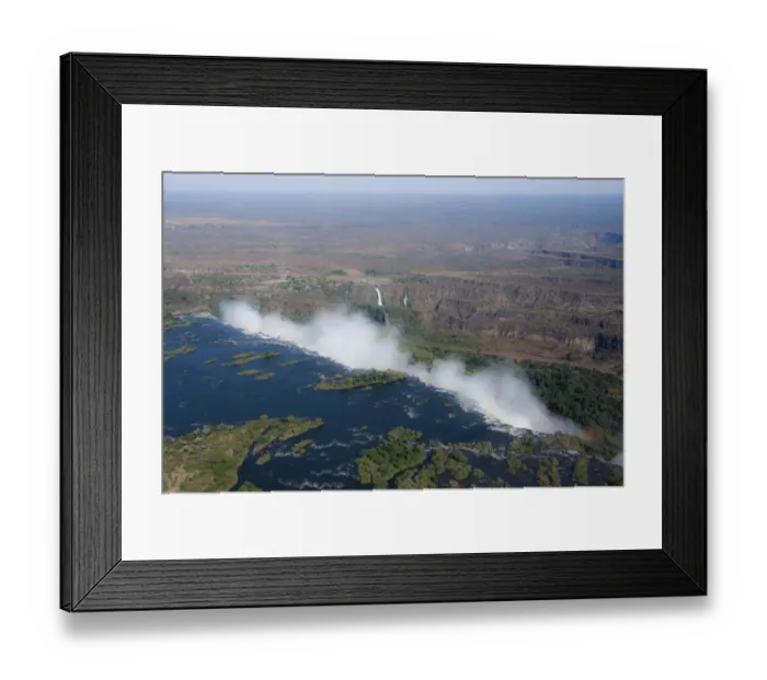 Framed Print : Aerial view, smoke cloud at Victoria Falls, Livingstone, Zambia Framed Print : Aerial view, smoke cloud at Victoria Falls, Livingstone, Zambia