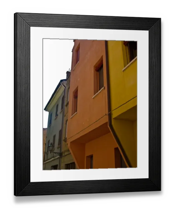 Framed Print : Street with colourful buildings, Ferrara Framed Print : Street with colourful buildings, Ferrara