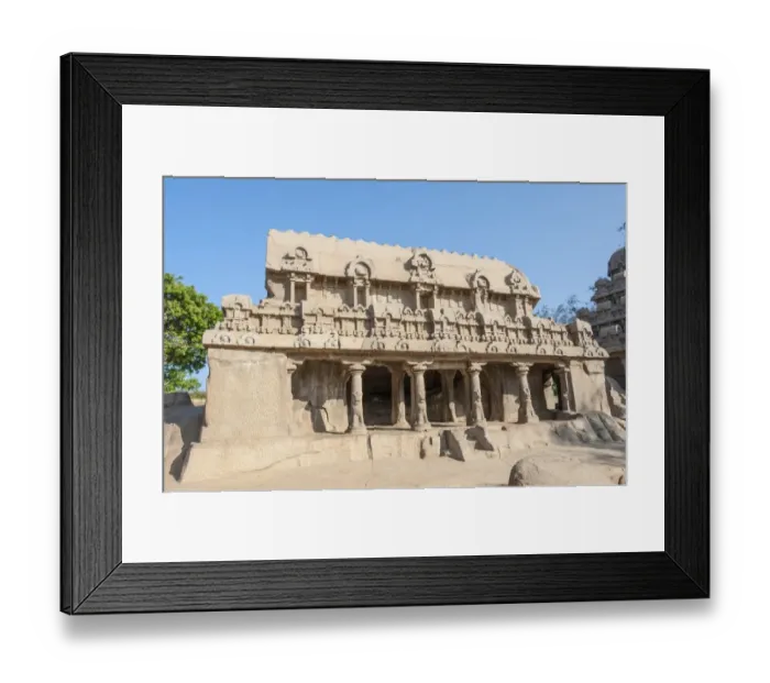Framed Print : Temple, Pancha Rathas, Mahabalipuram, Tamil Nadu, Kanchipuram, India