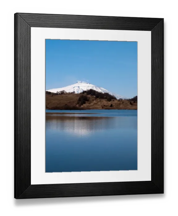 Framed Print : Etna Volcano mirroring on a lake Framed Print : Etna Volcano mirroring on a lake