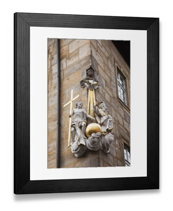 Framed Print : Religious Sculpture On The Corner Of An Old Building Framed Print : Religious Sculpture On The Corner Of An Old Building