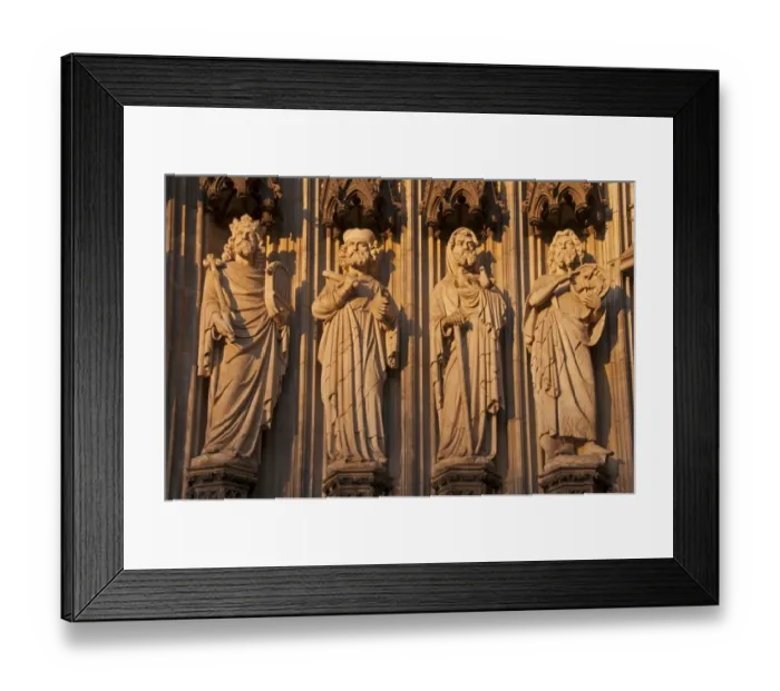 Framed Print : Figures of saints on the main portal, west facade, Cologne Cathedral, Cologne, North Rhine-Westphalia, Germany