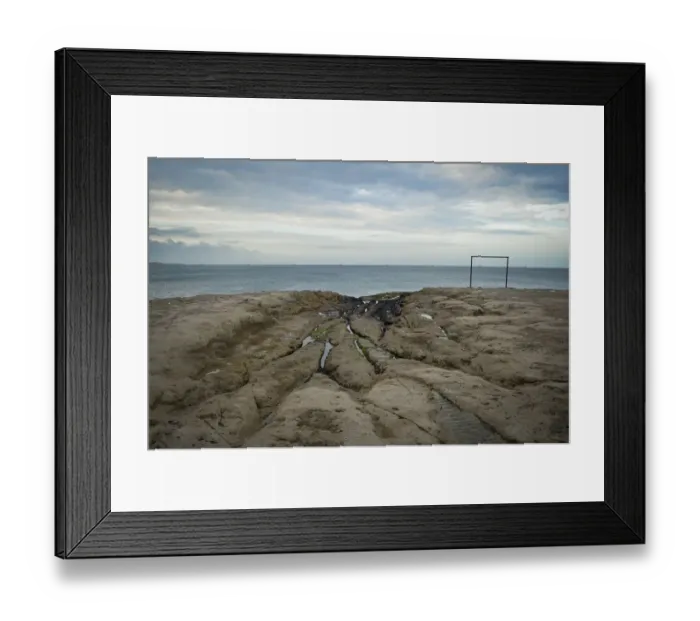 Framed Print : Soccer goal post by ocean shore Argentina Framed Print : Soccer goal post by ocean shore Argentina