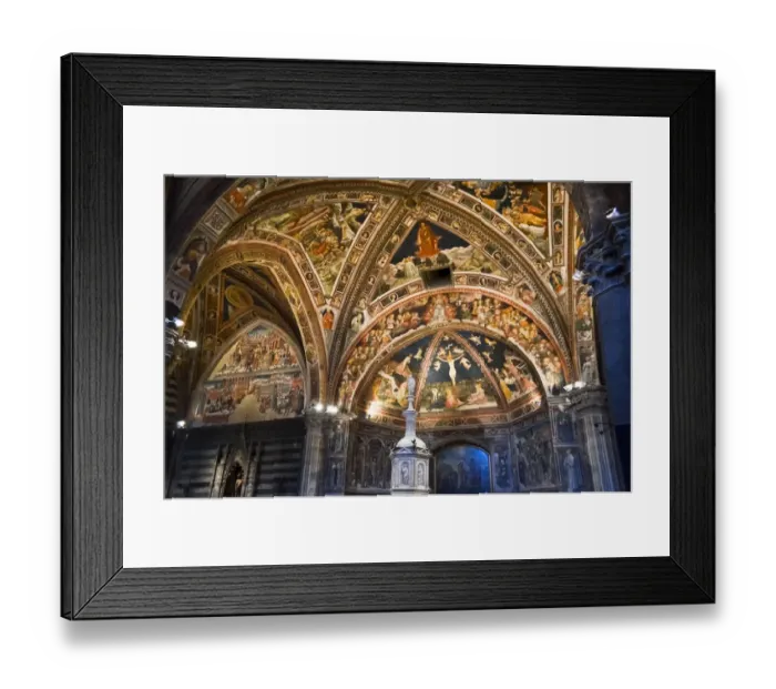Framed Print : Sienas Baptistry interior with frescoes and font Framed Print : Sienas Baptistry interior with frescoes and font
