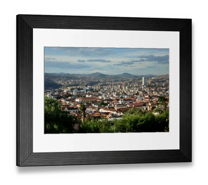 Framed Print : Skyline, rooftops and cityscape of Sucre, Boliva Framed Print : Skyline, rooftops and cityscape of Sucre, Boliva
