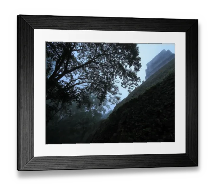 Framed Print : Mayan temple ruins in dawn mist, Tikal, Guatemala Framed Print : Mayan temple ruins in dawn mist, Tikal, Guatemala