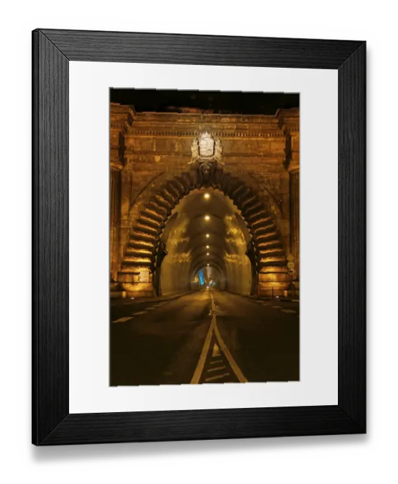 Framed Print : Buda castle tunnel at night