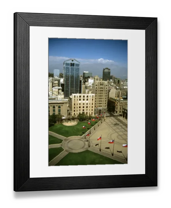 Framed Print : Chile. Business district of Santiago, Chile. Plaza de la ConstituciAon Framed Print : Chile. Business district of Santiago, Chile. Plaza de la ConstituciAon