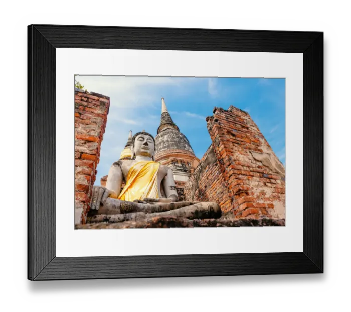 Framed Print : Big buddha image and pagoda in Ma Ha That temple Framed Print : Big buddha image and pagoda in Ma Ha That temple