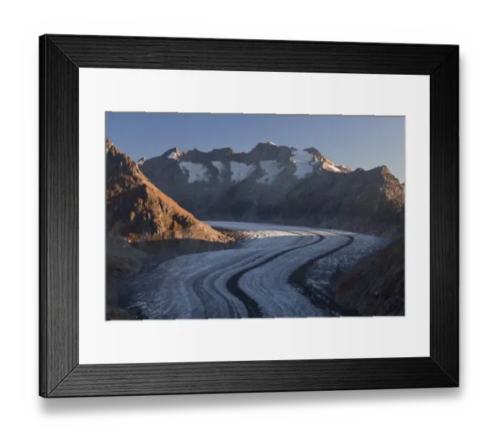 Framed Print : Morning light on the Aletsch Glacier, seen from Moosfluh Mountain near Riederalp, Valais, Swiss Alps, Switzerland, Europe, PublicGround