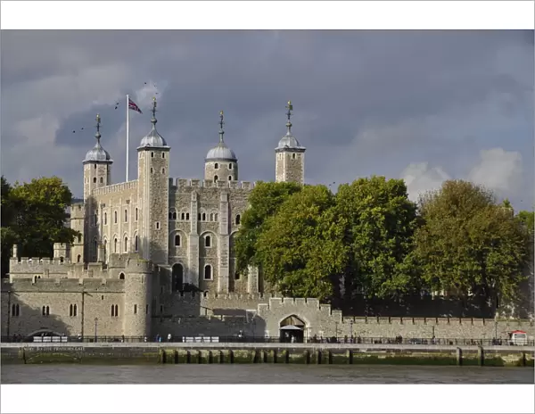 Tower of London with ravens circling above