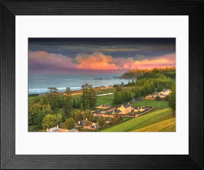 Framed Print : Kingston, Norfolk Island, is a very historic Georgian village and fully restored colonial outpost of the British Empire during the convict transportation era. Built by convicts under cruel supervision, now a peaceful world heritage listed area Framed Print : Kingston, Norfolk Island, is a very historic Georgian village and fully restored colonial outpost of the British Empire during the convict transportation era. Built by convicts under cruel supervision, now a peaceful world heritage listed area