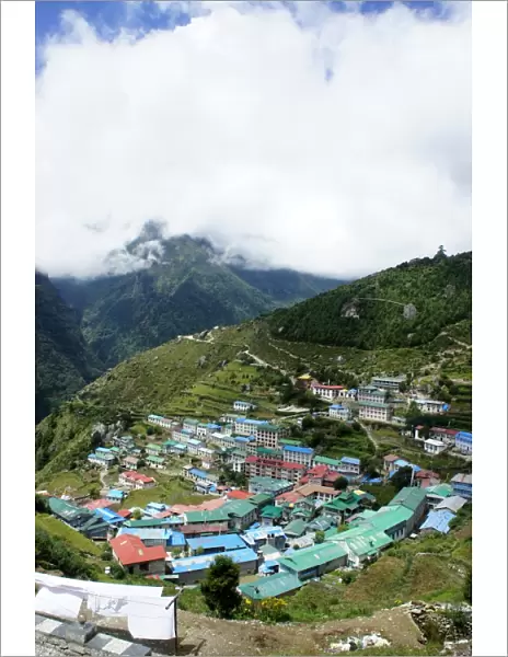 The Himalayan mountain village of Namche Bazaar