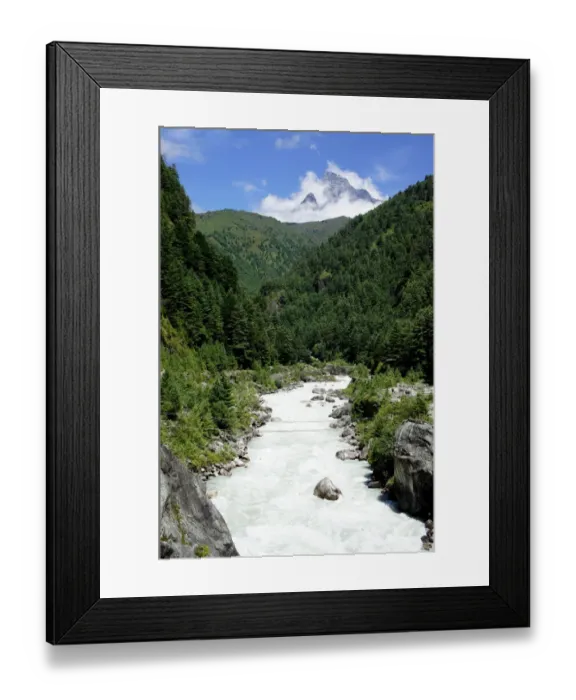 Framed Print : River and Mountain scenery, Nepal Everest Region Framed Print : River and Mountain scenery, Nepal Everest Region