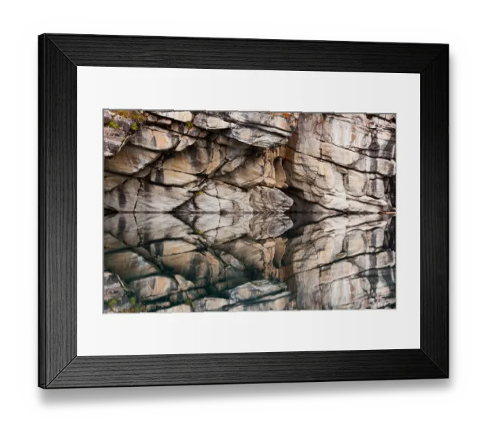 Framed Print : Rocky cliffs reflected in the calm waters of Horseshoe Lake, Jasper National park, Alberta, Canada Framed Print : Rocky cliffs reflected in the calm waters of Horseshoe Lake, Jasper National park, Alberta, Canada