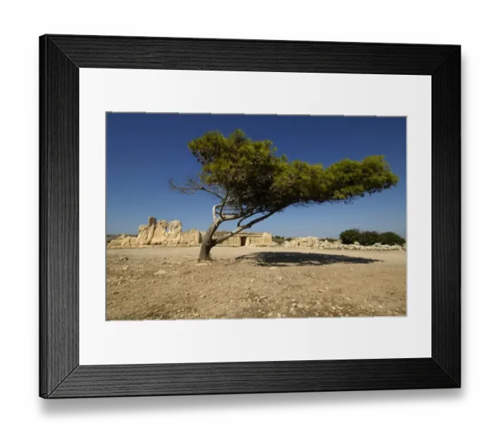 Framed Print : View of the megalithic stone temple of Hagar Qim in Malta dating 3600-3200 BC