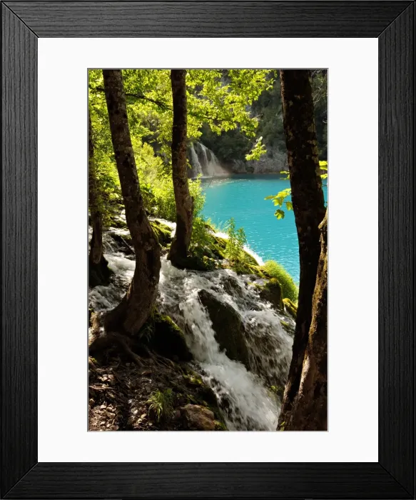 Framed Print : Waterfall in the woods