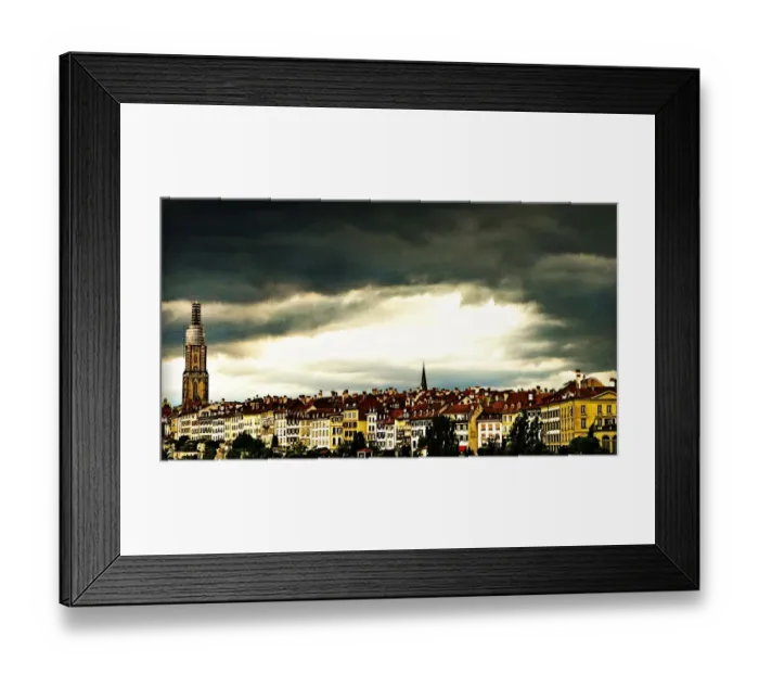 Framed Print : Bern. View on scenic old town of Bern and Bern Cathedral (UNESCO World Cultural Heritage)