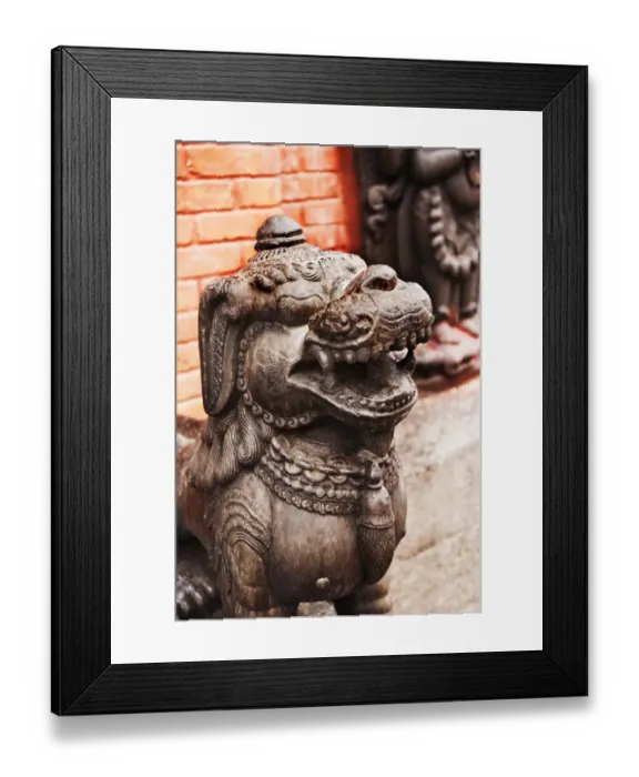 Framed Print : Close-up of a lion statue, Swayambhunath, Kathmandu, Nepal Framed Print : Close-up of a lion statue, Swayambhunath, Kathmandu, Nepal