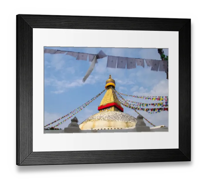 Framed Print : Bodnath stupa with prayer flags at sunrise (Nepal) Framed Print : Bodnath stupa with prayer flags at sunrise (Nepal)