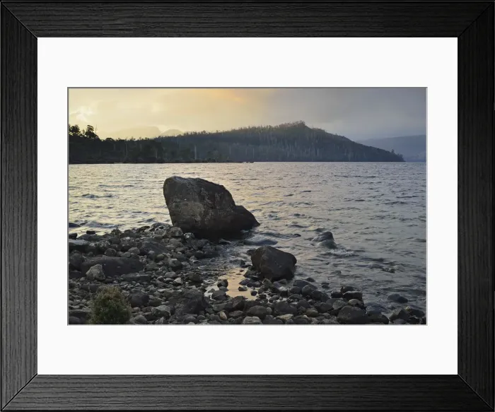 Framed Print : Shore of Lake St Clair at sunrise