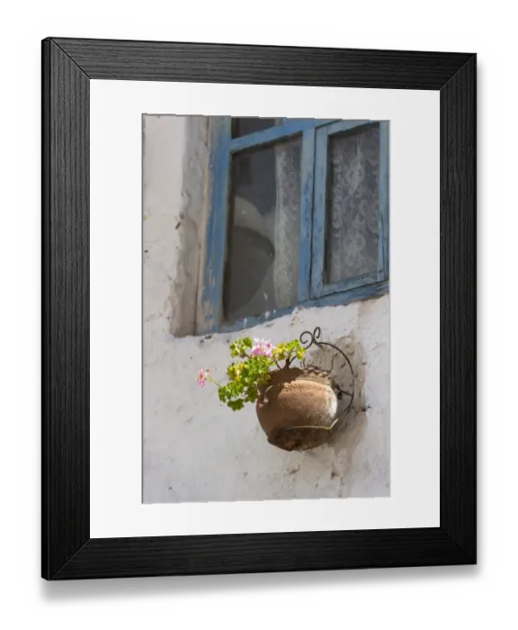 Framed Print : A Flower Pot Mounted On An Exterior Wall Below A Window Framed Print : A Flower Pot Mounted On An Exterior Wall Below A Window